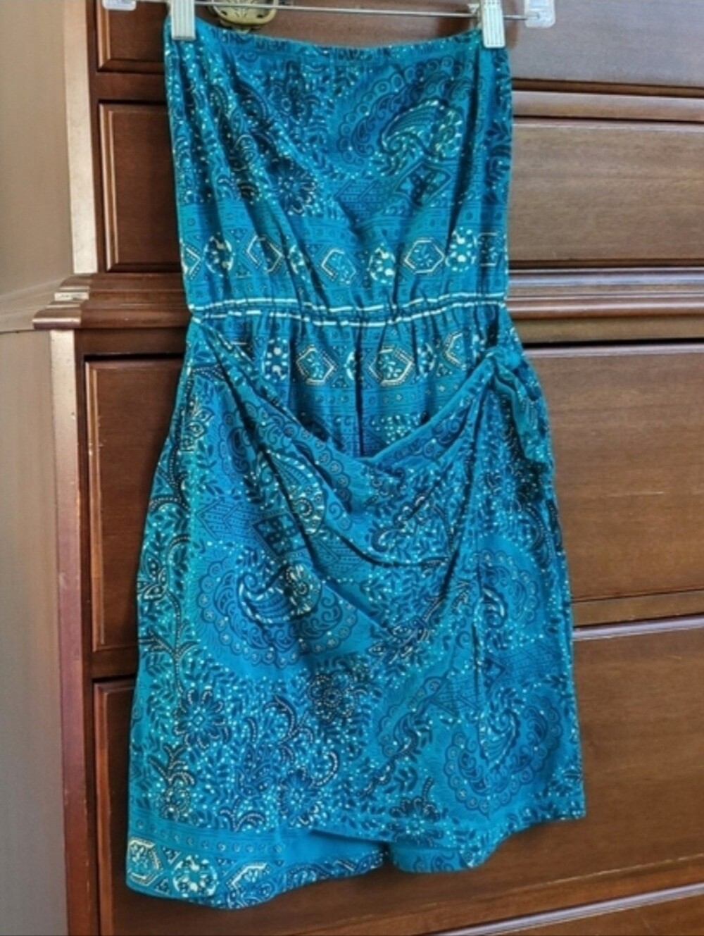 Y2K Forever 21 Paisley Boho Strapless Wrap Mini Dress